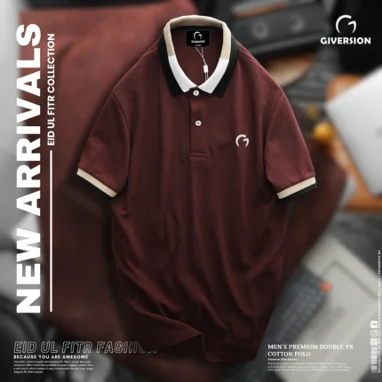 Giversion Casuals Maroon Slim-Fit Polo T-Shirt | Maroon