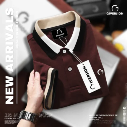 Giversion Casuals Maroon Slim-Fit Polo T-Shirt | Maroon